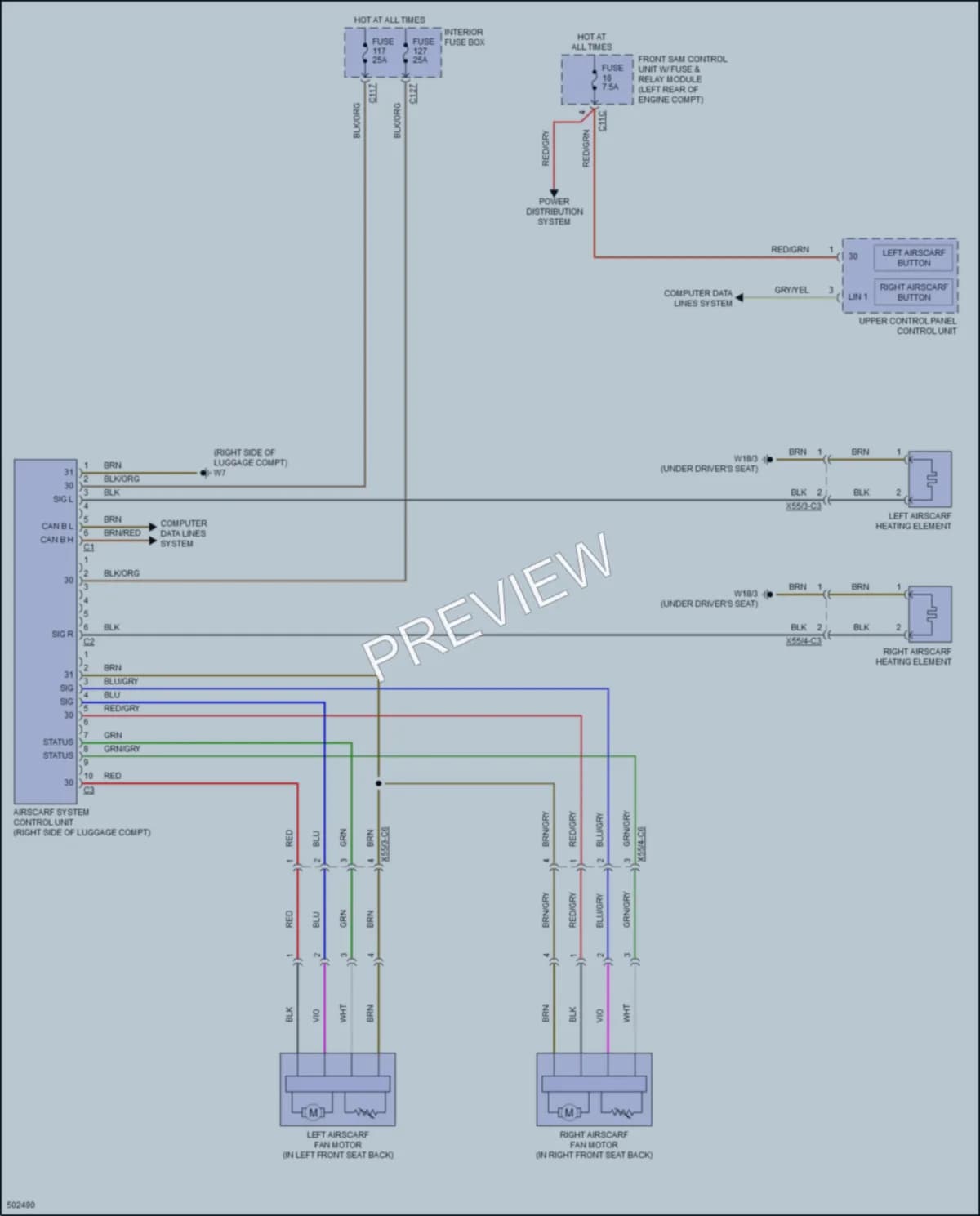 2017 MercedesBenz E400 Power Seats wiring diagram preview