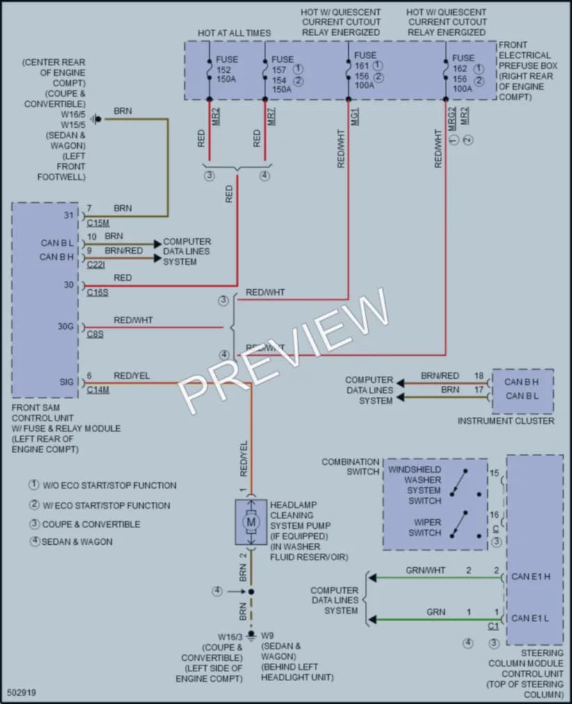 2017 MercedesBenz E550 Wiper Washer wiring diagram preview