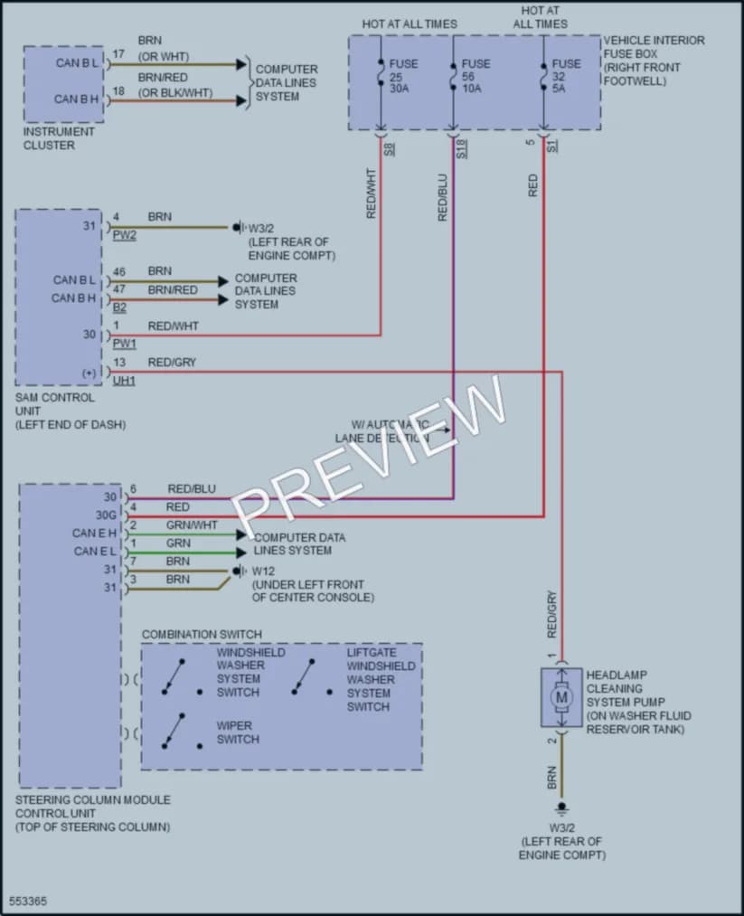 2017 MercedesBenz GLA250 Wiper Washer wiring diagram preview