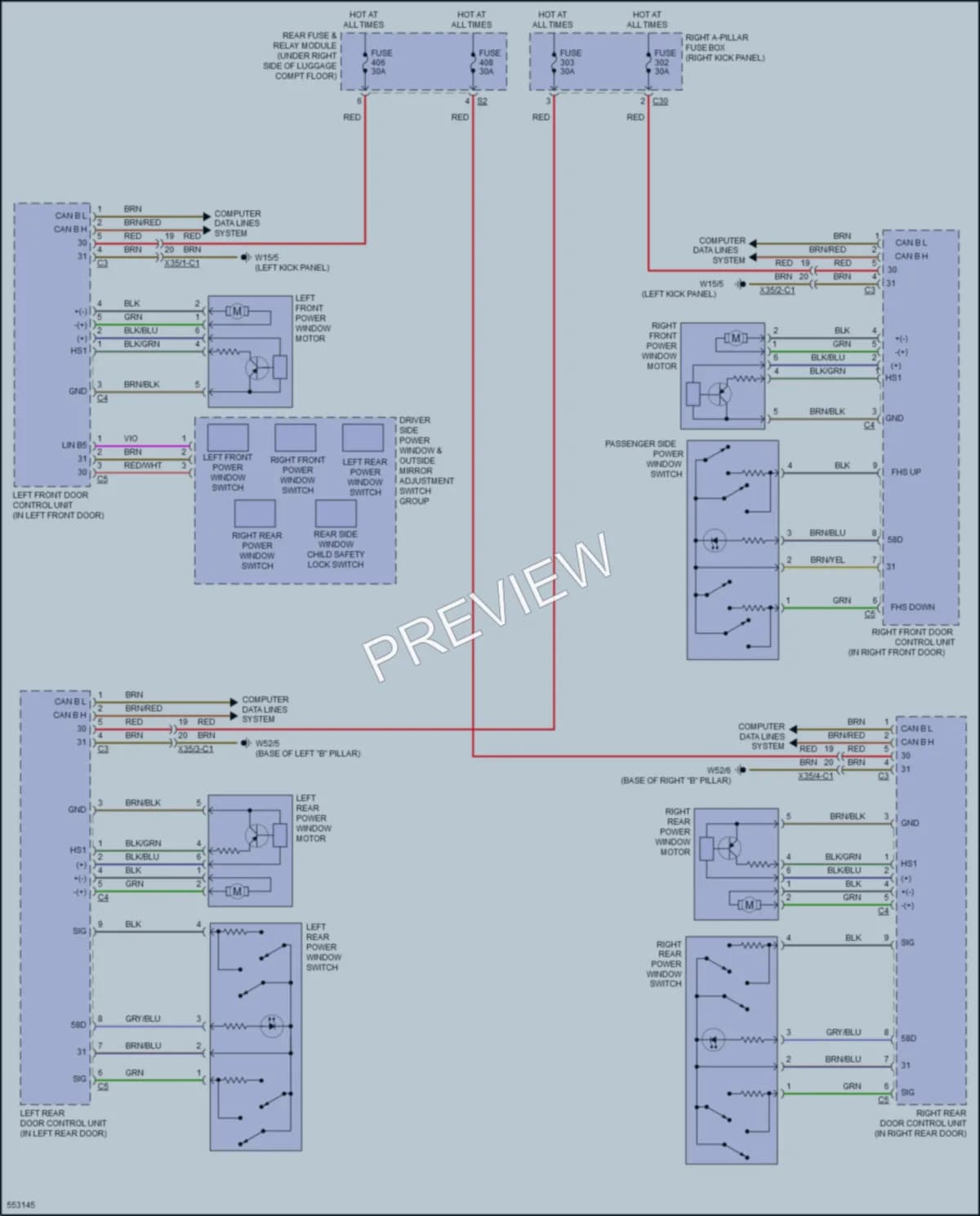 2017 MercedesBenz GLC300 Power Windows wiring diagram preview