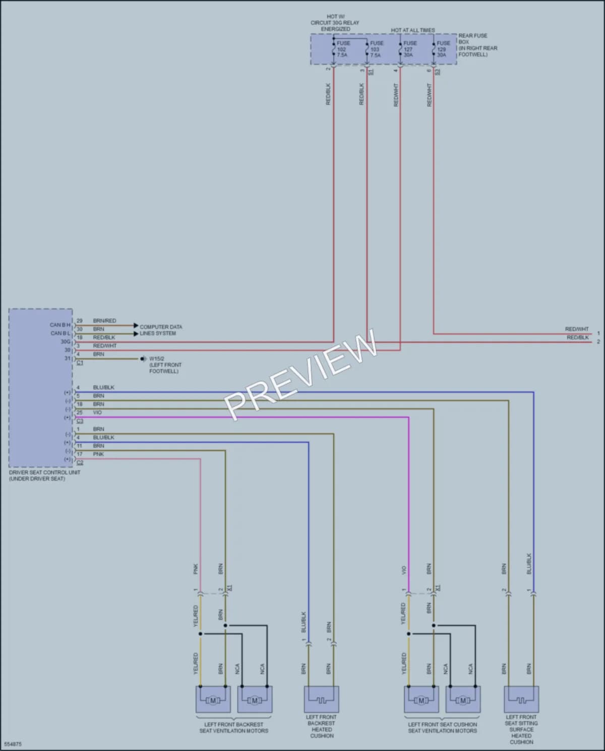 2017 MercedesBenz GLE400 Power Seats wiring diagram preview