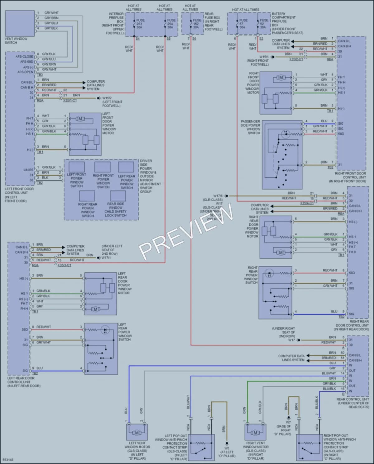 2017 MercedesBenz GLE400 Power Windows wiring diagram preview