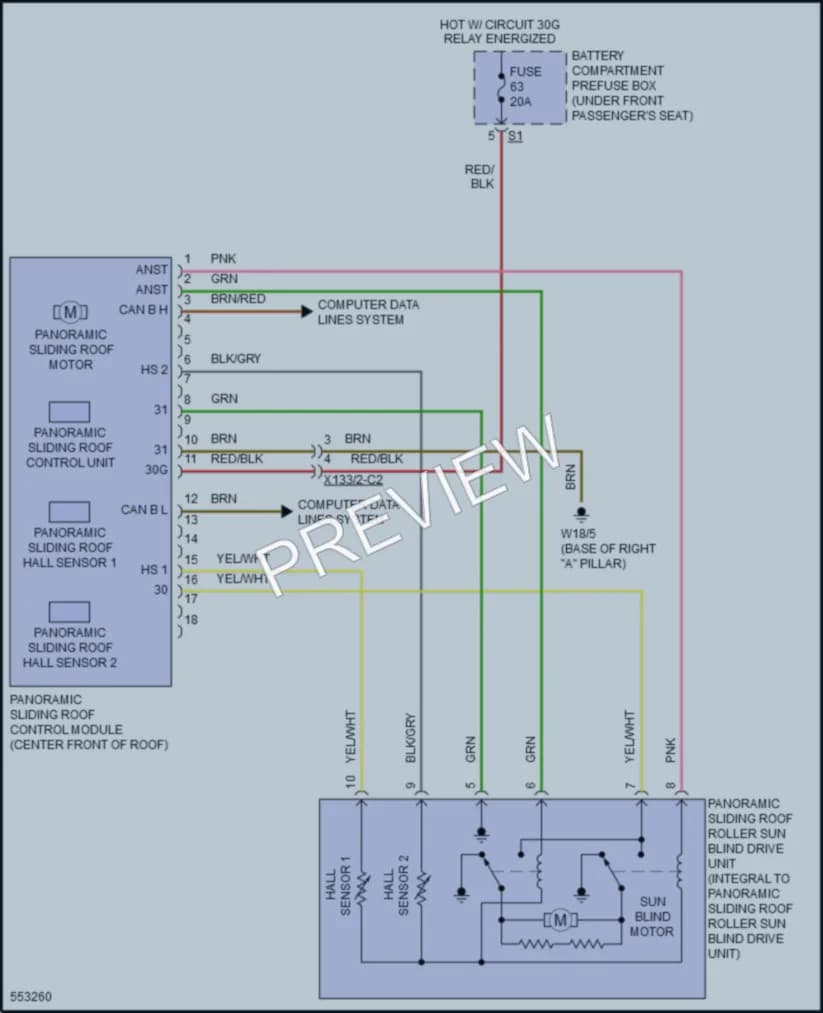 2017 MercedesBenz GLS450 Power Top Sunroof wiring diagram preview
