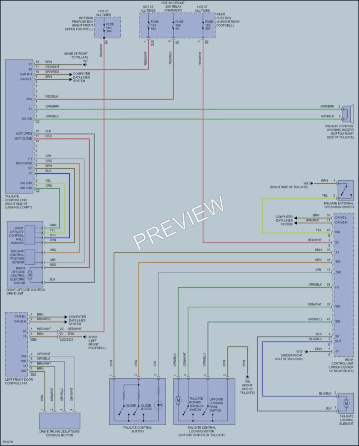 2017 MercedesBenz GLS550 Trunk Tailgate Fuel Door wiring diagram preview