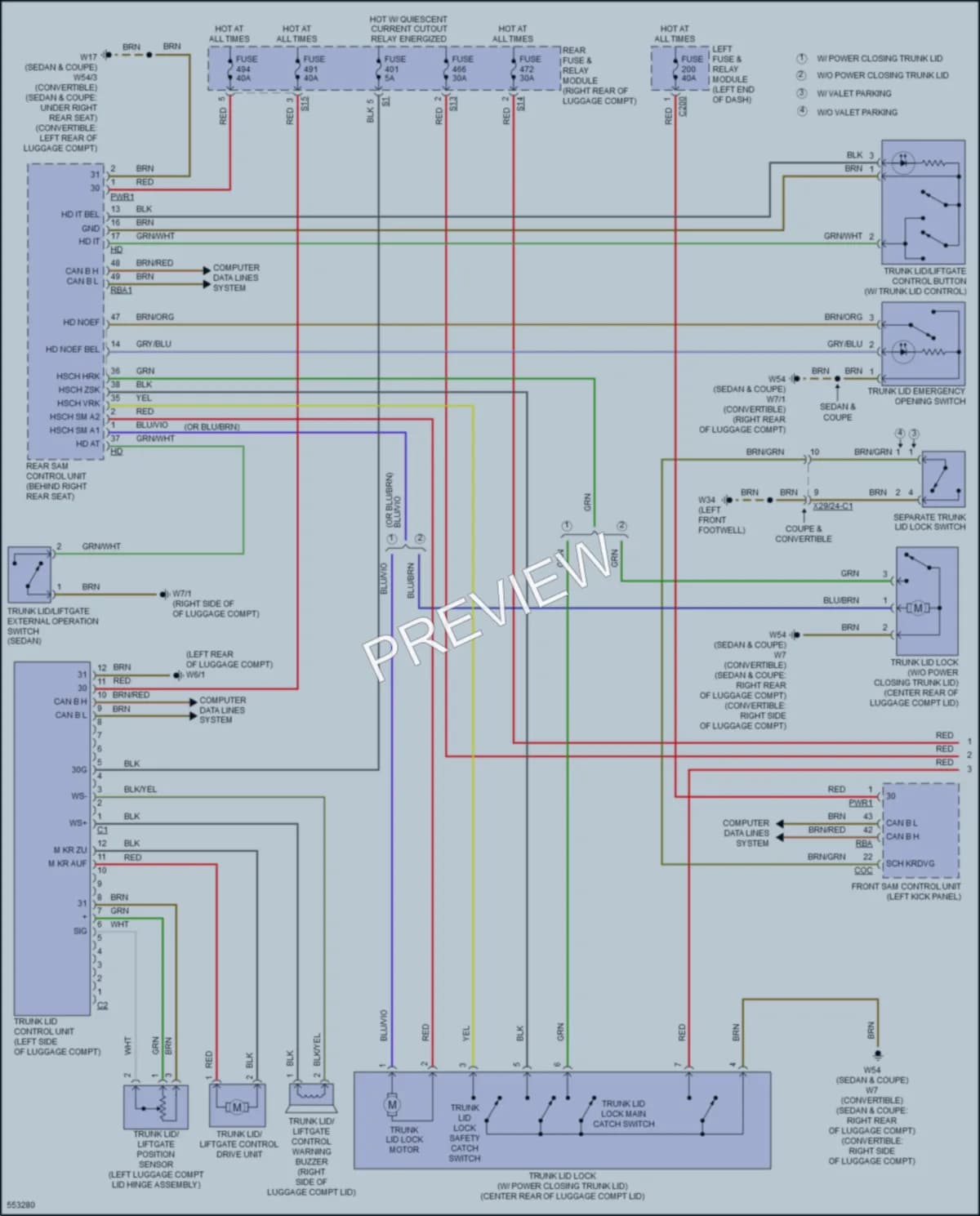 2017 MercedesBenz S550e Trunk Tailgate Fuel Door wiring diagram preview