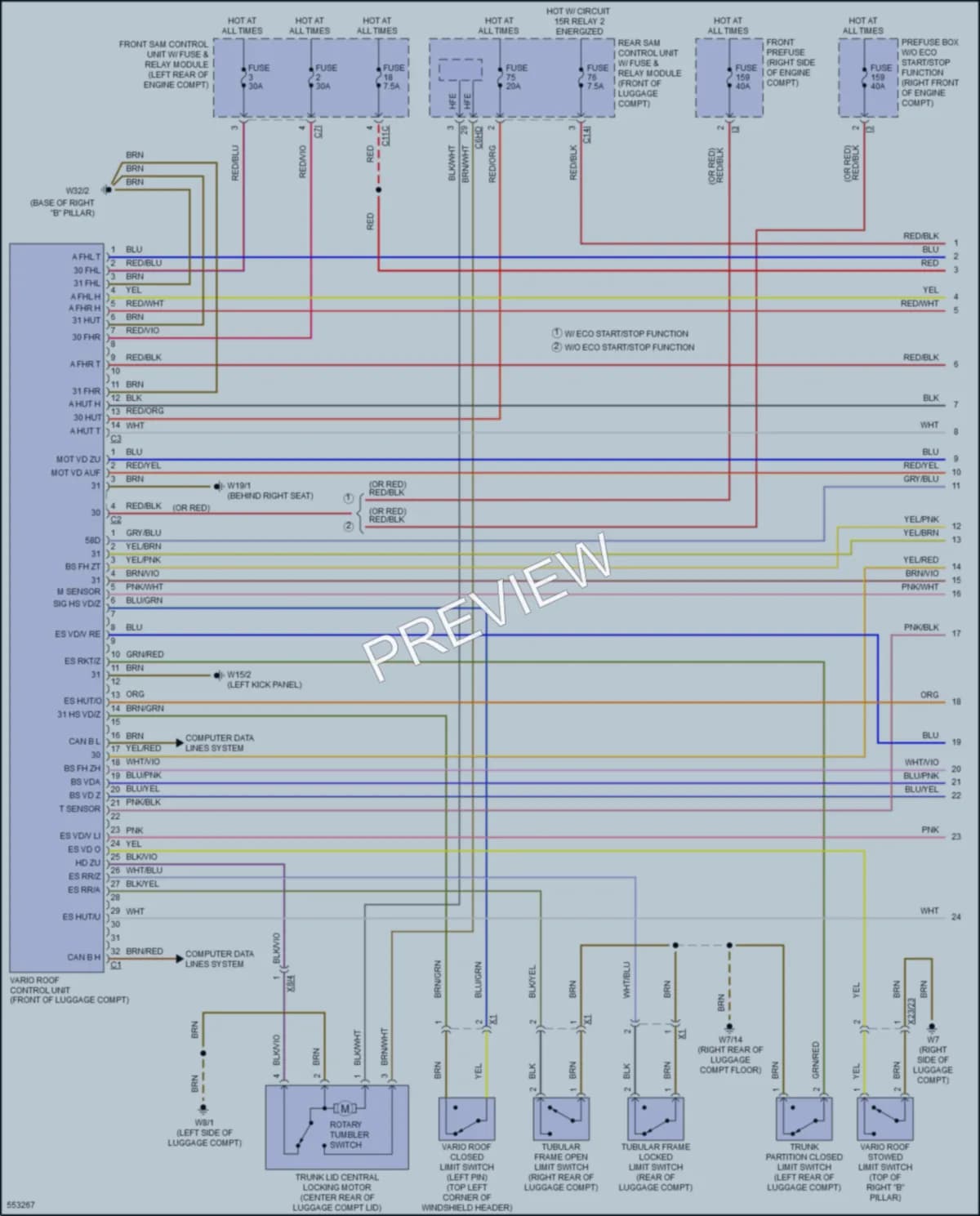 2017 MercedesBenz SLC300 Power Top Sunroof wiring diagram preview