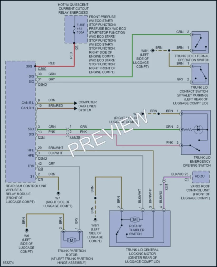 2017 MercedesBenz SLC300 Trunk Tailgate Fuel Door wiring diagram preview