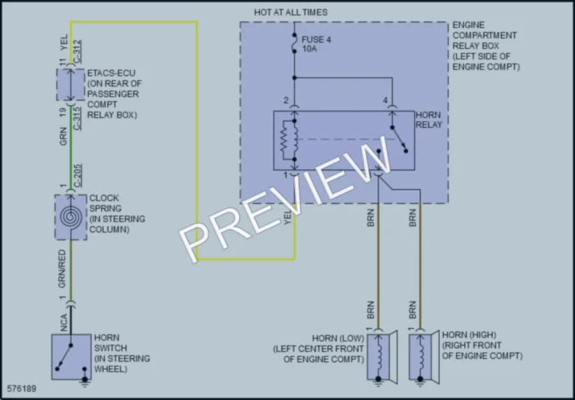 2017 Mitsubishi Lancer Horn wiring diagram preview