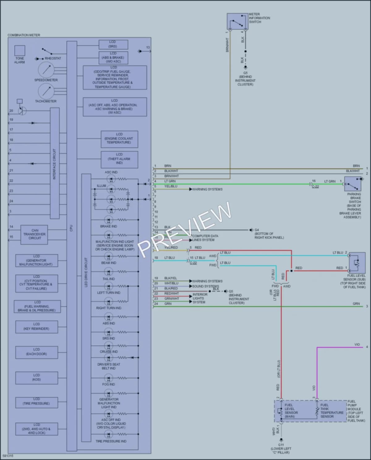 2017 Mitsubishi Lancer Instrument Cluster wiring diagram preview