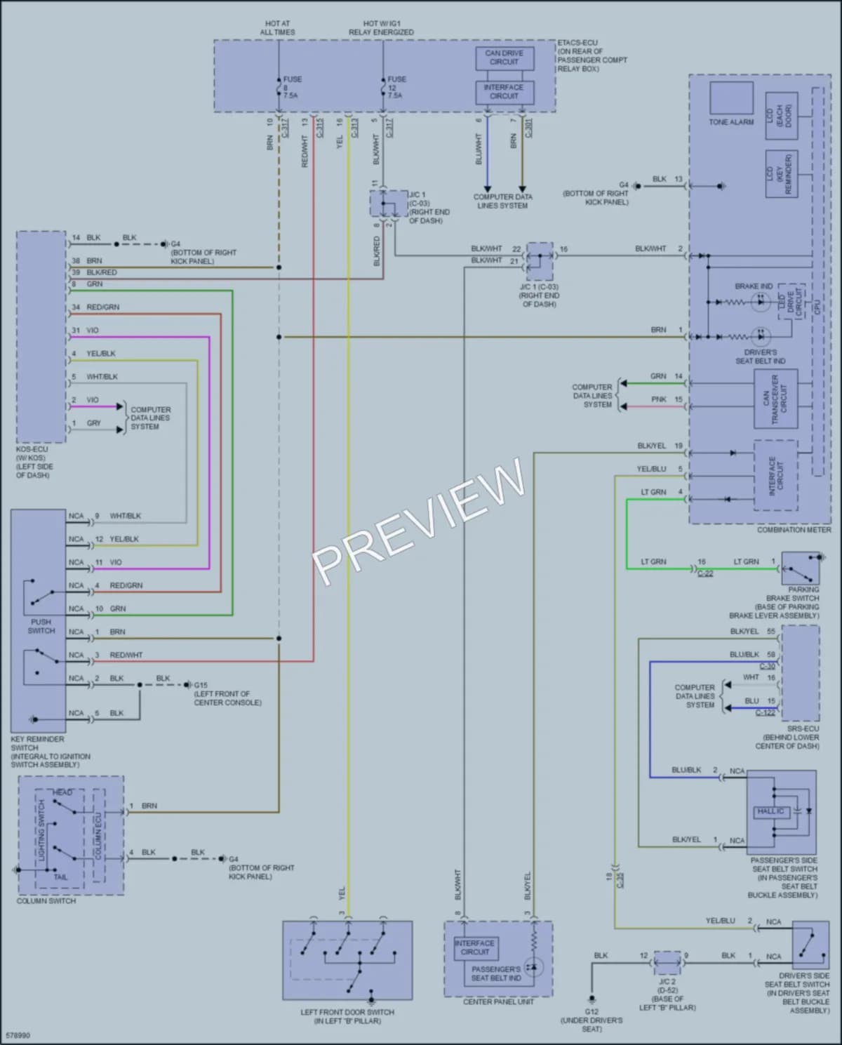 2017 Mitsubishi Lancer Warning Systems wiring diagram preview