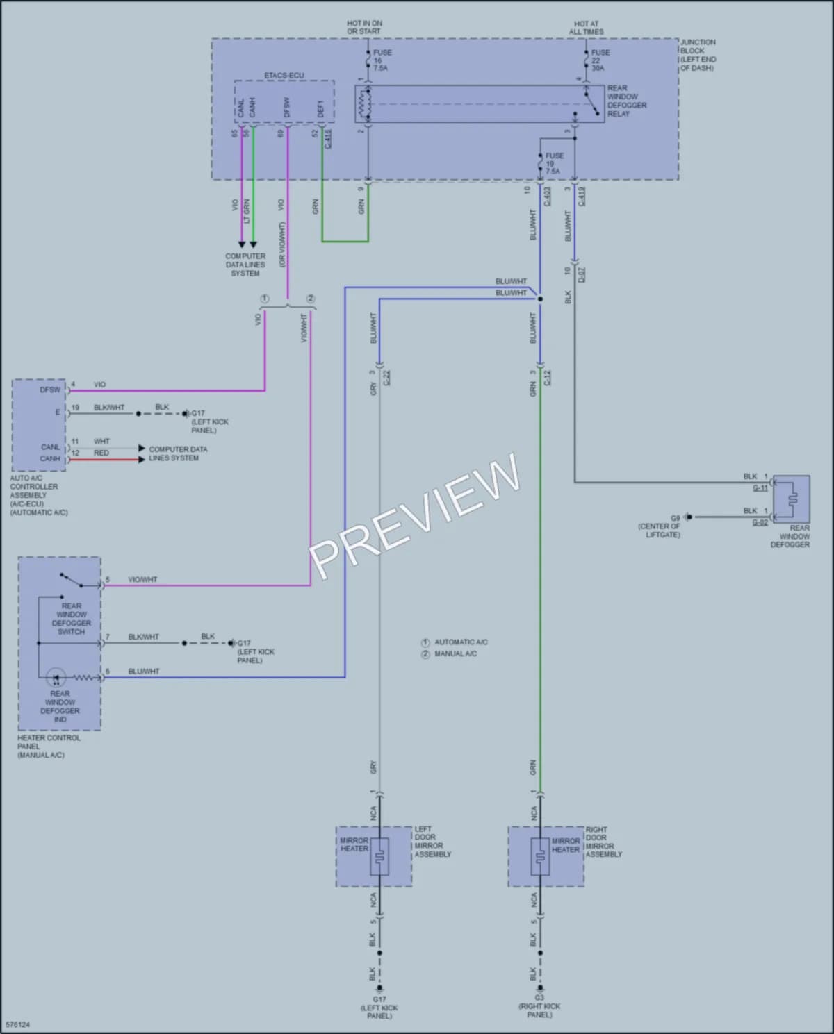 2017 Mitsubishi Mirage Defoggers wiring diagram preview
