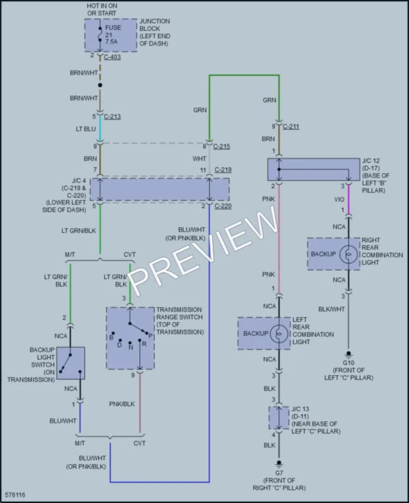 2017 Mitsubishi Mirage Exterior Lights wiring diagram preview