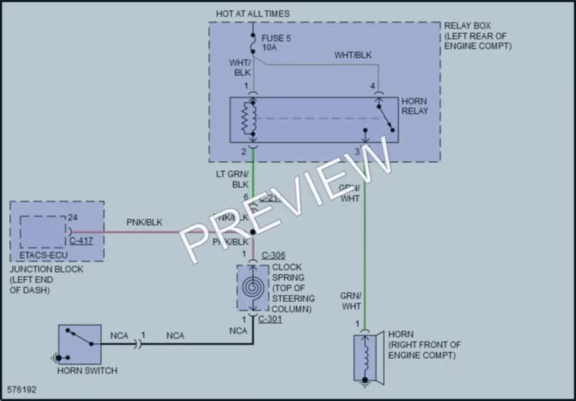 2017 Mitsubishi Mirage Horn wiring diagram preview