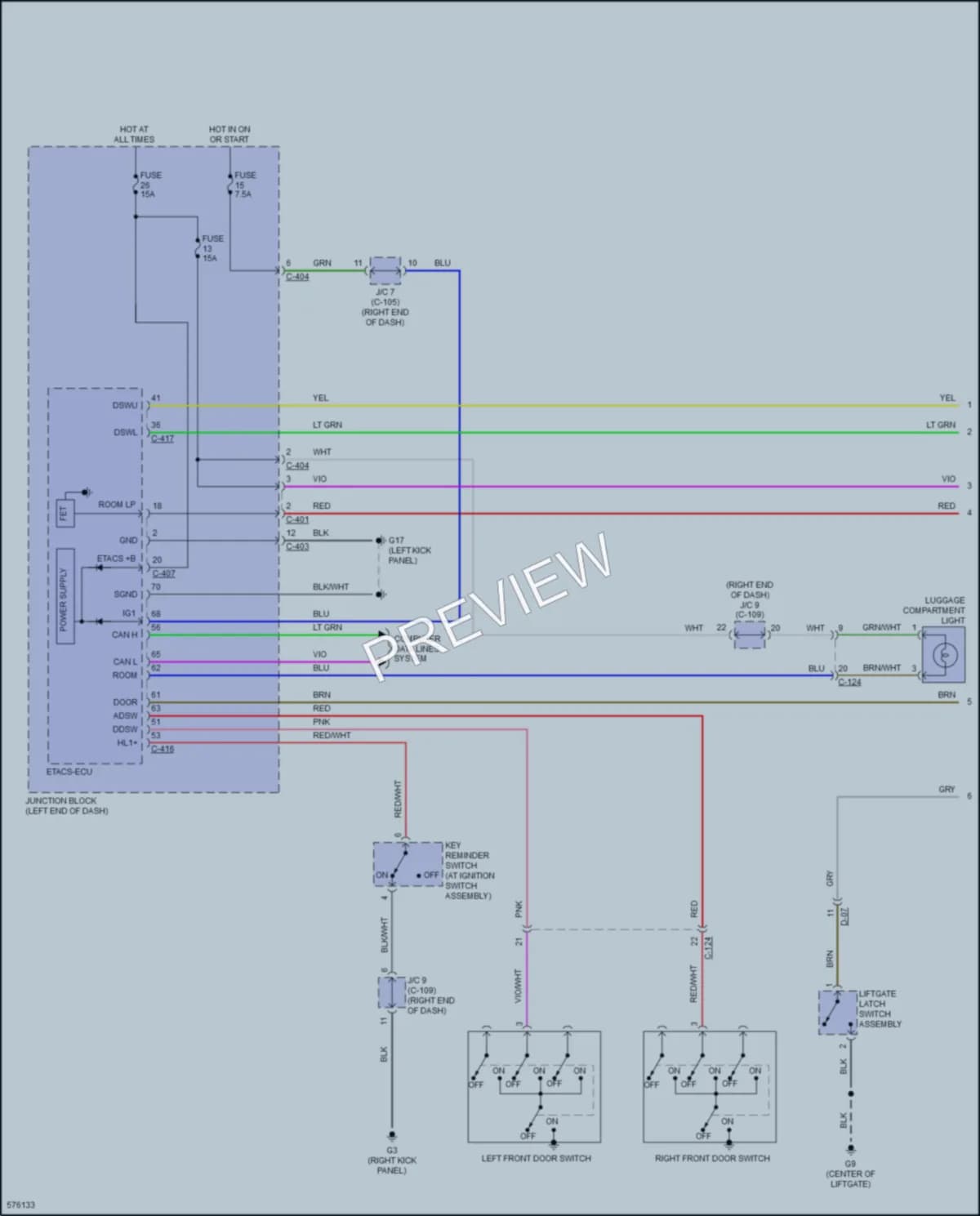 2017 Mitsubishi Mirage Interior Lights wiring diagram preview