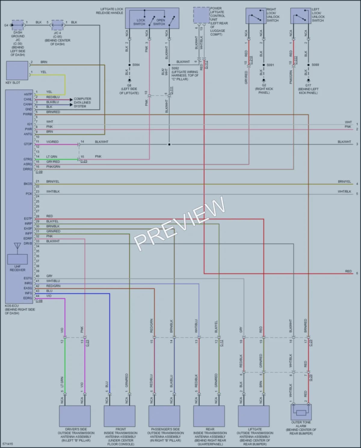 2017 Mitsubishi Outlander Power Door Locks wiring diagram preview
