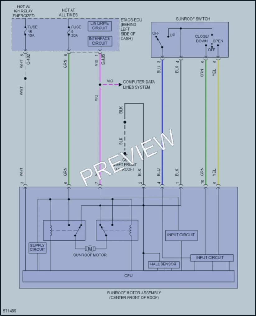 2017 Mitsubishi Outlander Power Top Sunroof wiring diagram preview