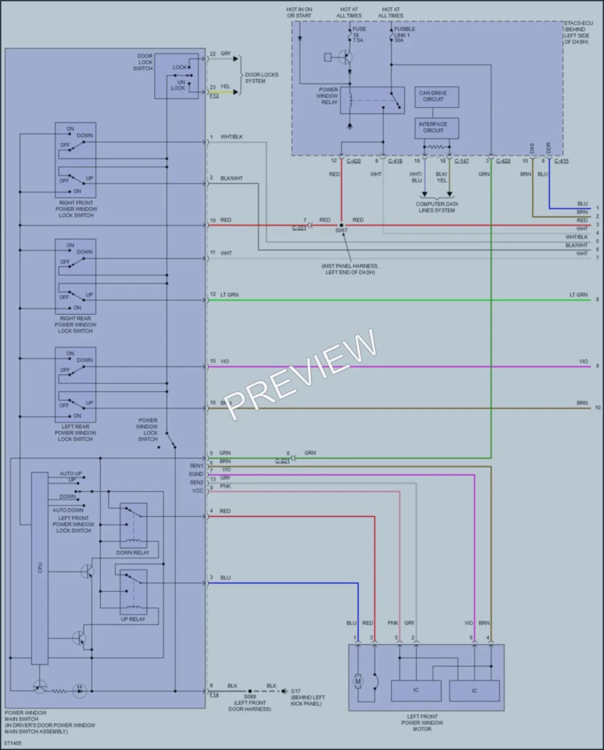 2017 Mitsubishi Outlander Power Windows wiring diagram preview