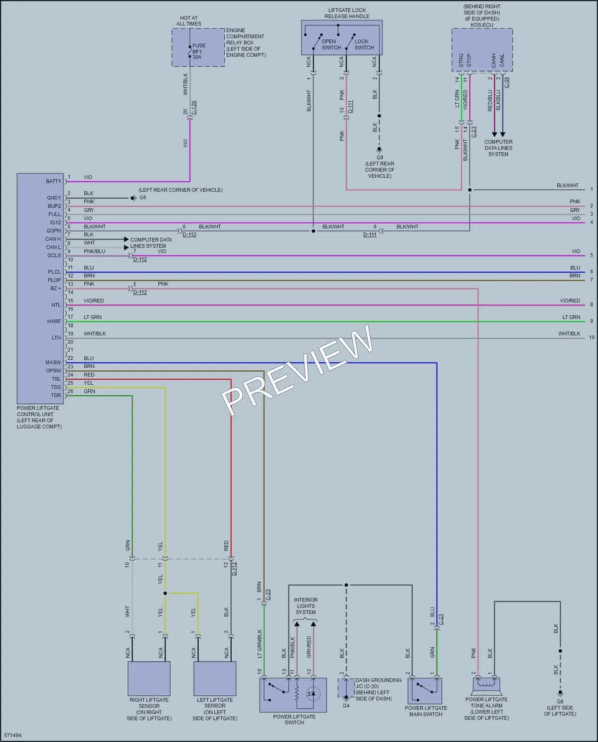 2017 Mitsubishi Outlander Trunk Tailgate Fuel Door wiring diagram preview