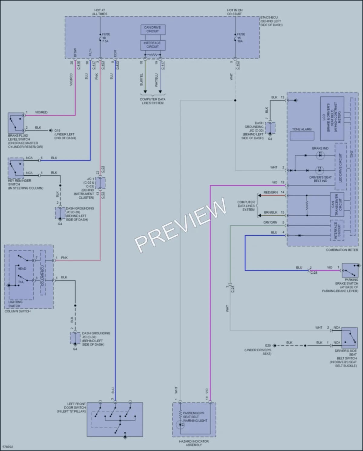 2017 Mitsubishi Outlander Warning Systems wiring diagram preview
