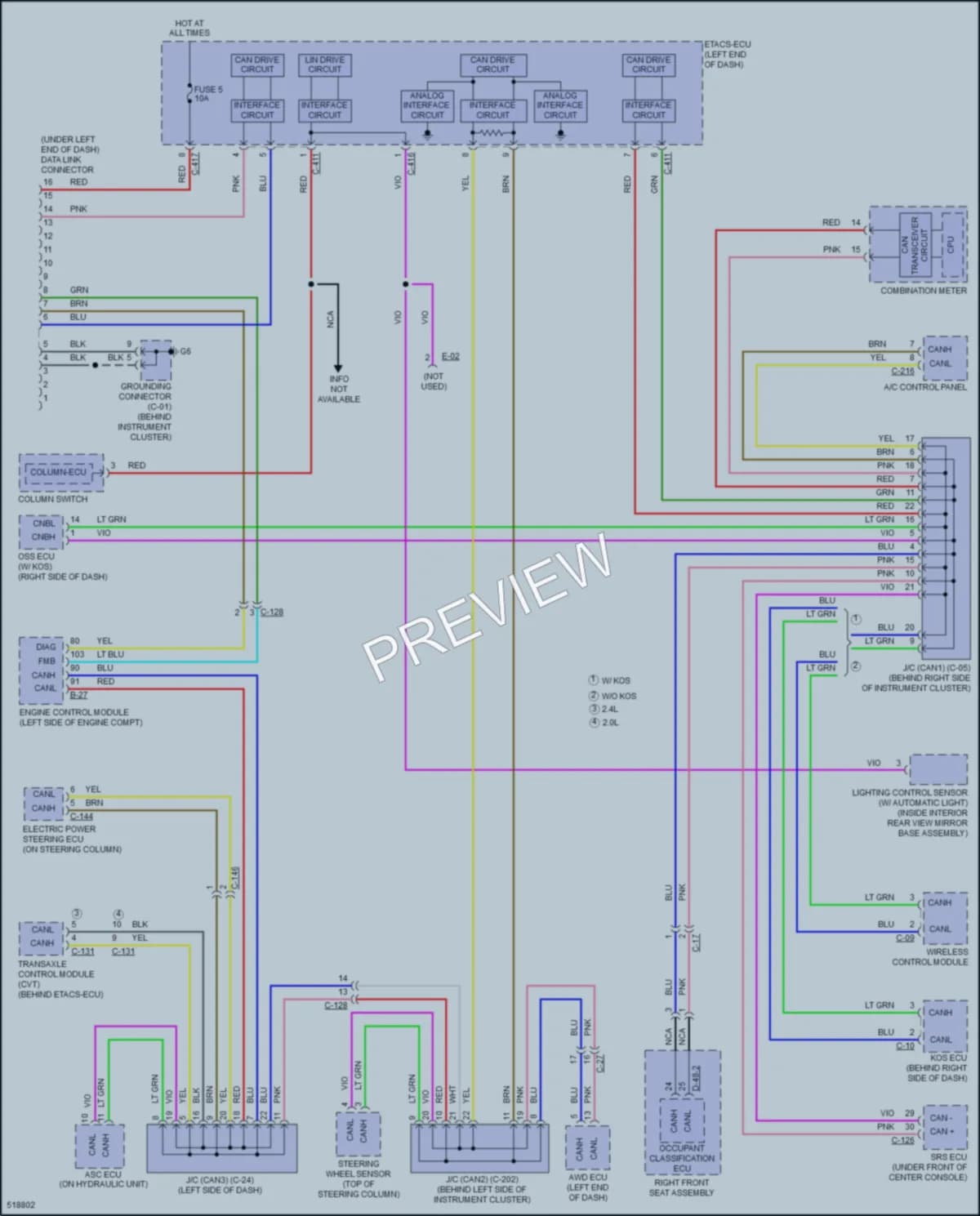 2017 Mitsubishi OutlanderSport Computer Data Lines wiring diagram preview