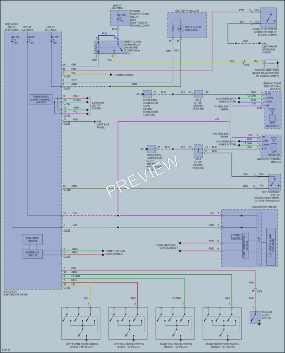 2017 Mitsubishi RVR Anti Theft wiring diagram preview