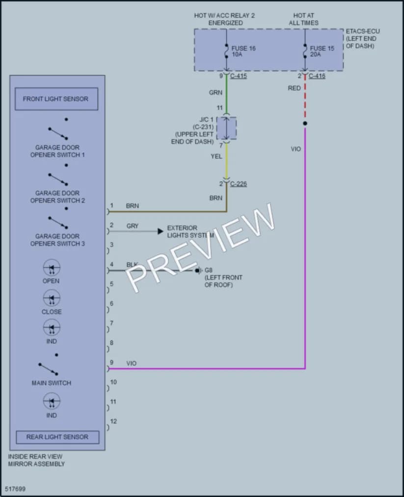 2017 Mitsubishi RVR Power Mirrors wiring diagram preview