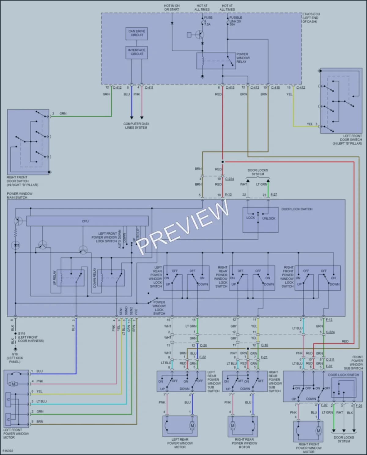2017 Mitsubishi RVR Power Windows wiring diagram preview