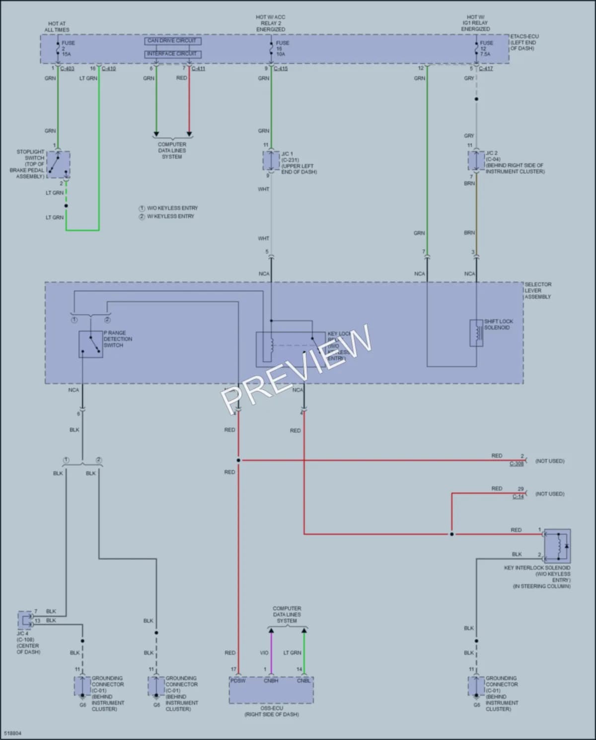 2017 Mitsubishi RVR Shift Interlock wiring diagram preview