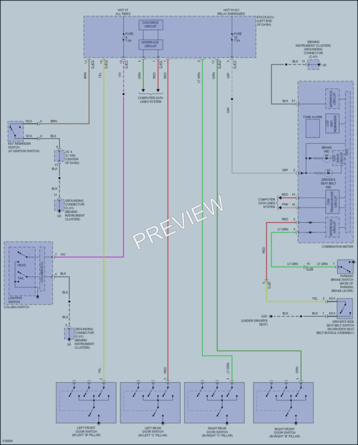 2017 Mitsubishi RVR Warning Systems wiring diagram preview