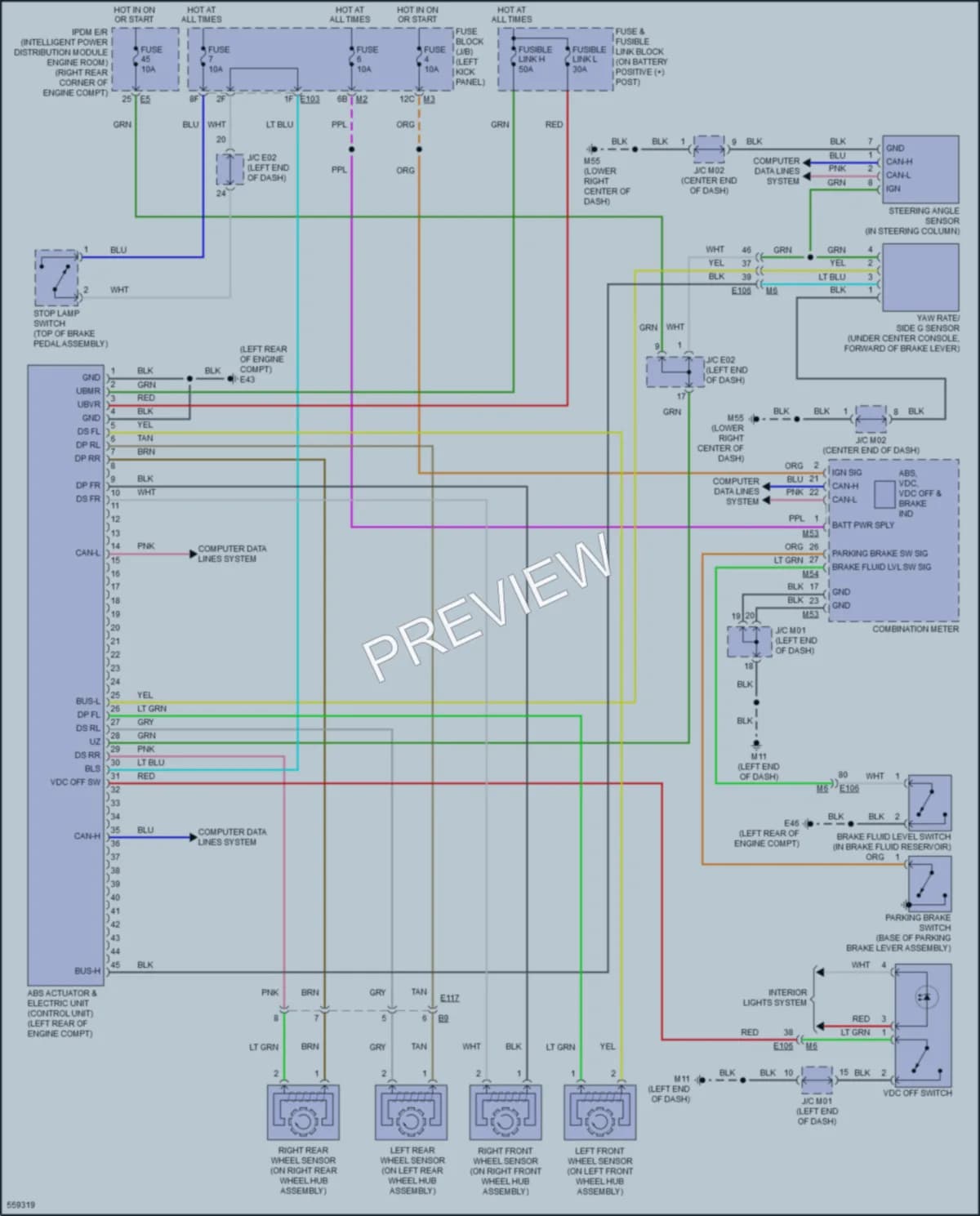 2017 Nissan 370Z Anti Lock Brakes wiring diagram preview