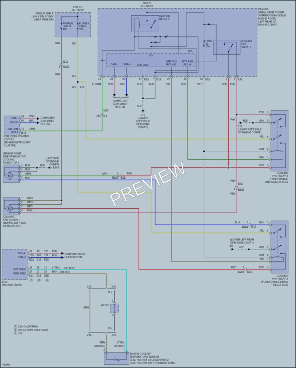 2017 Nissan Altima Cooling Fan wiring diagram preview