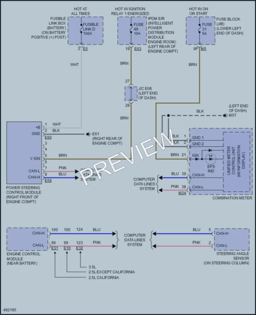 2017 Nissan Altima Electronic Power Steering wiring diagram preview