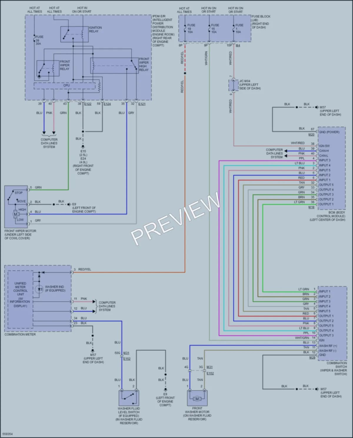 2017 Nissan Frontier Wiper Washer wiring diagram preview