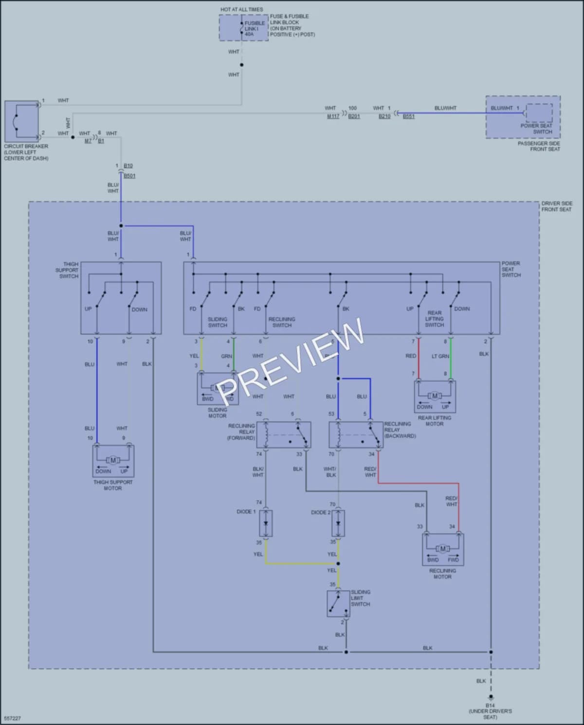 2017 Nissan GTR Power Seats wiring diagram preview