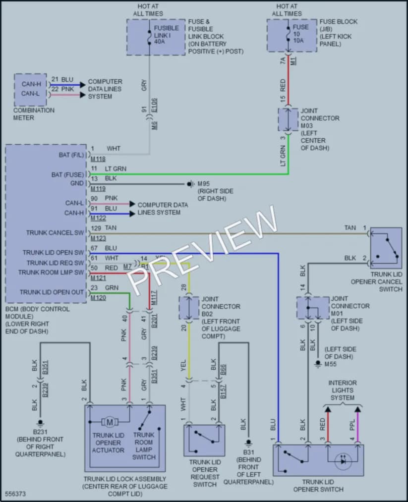 2017 Nissan GTR Trunk Tailgate Fuel Door wiring diagram preview