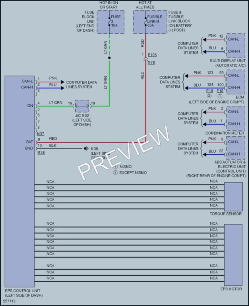 2017 Nissan JUKE Electronic Power Steering wiring diagram preview