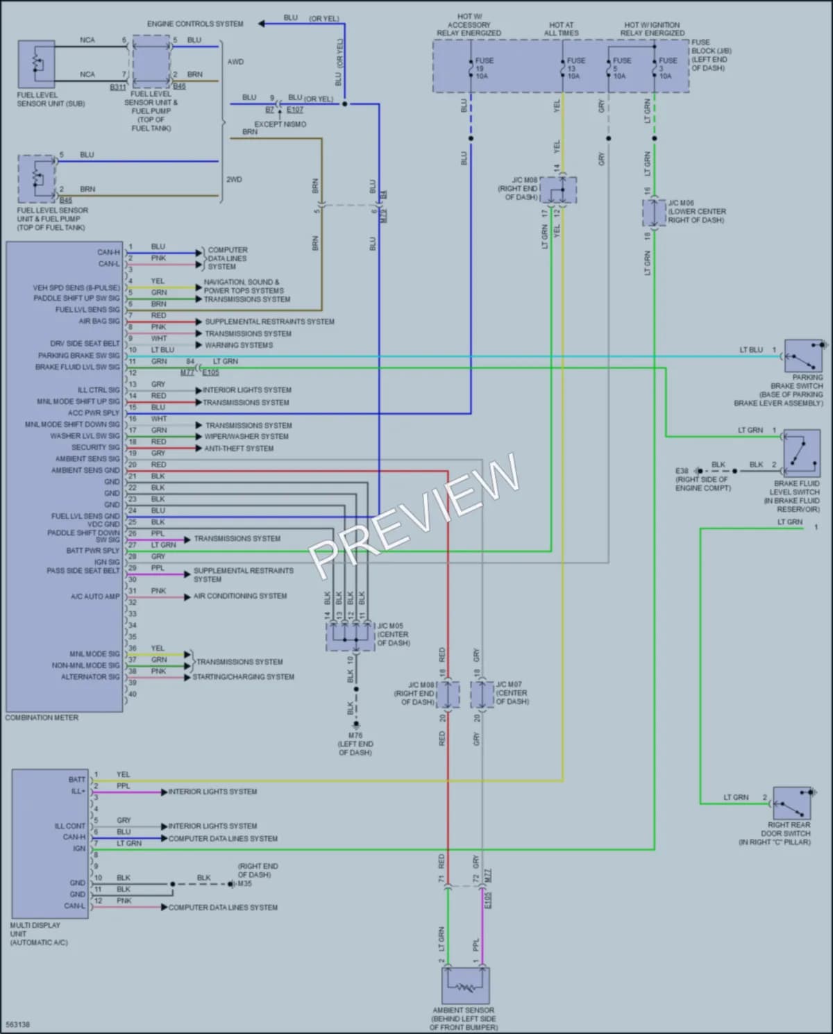 2017 Nissan JUKE Instrument Cluster wiring diagram preview