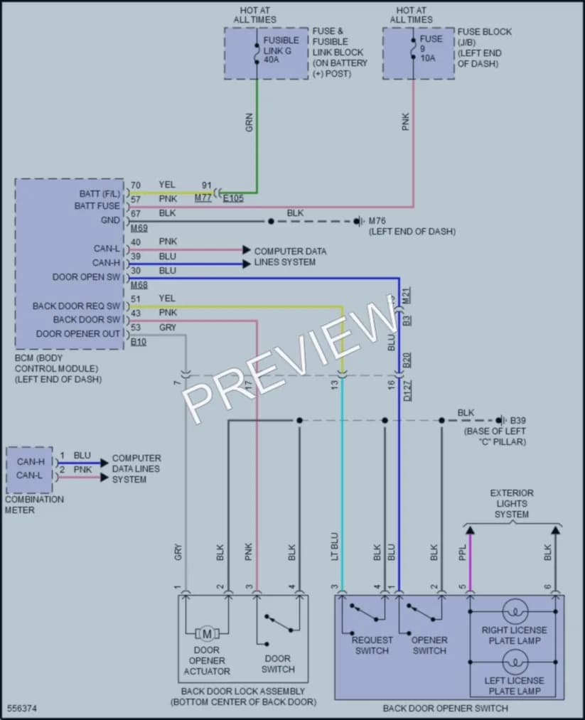 2017 Nissan JUKE Trunk Tailgate Fuel Door wiring diagram preview
