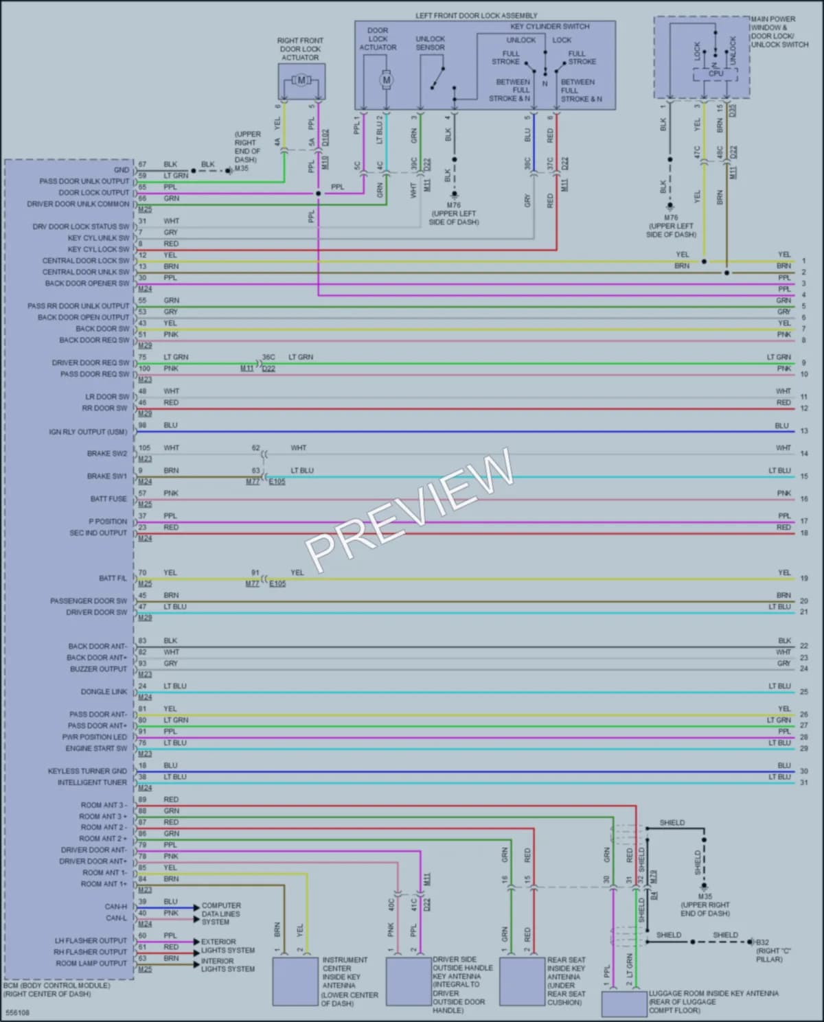 2017 Nissan LEAF Power Door Locks wiring diagram preview