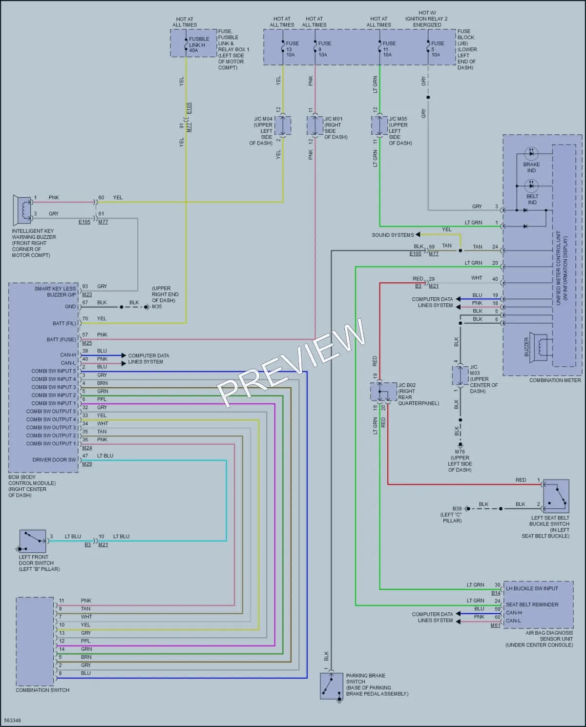 2017 Nissan LEAF Warning Systems wiring diagram preview