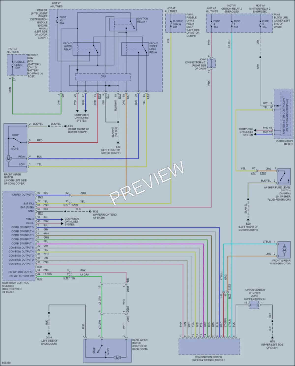 2017 Nissan LEAF Wiper Washer wiring diagram preview