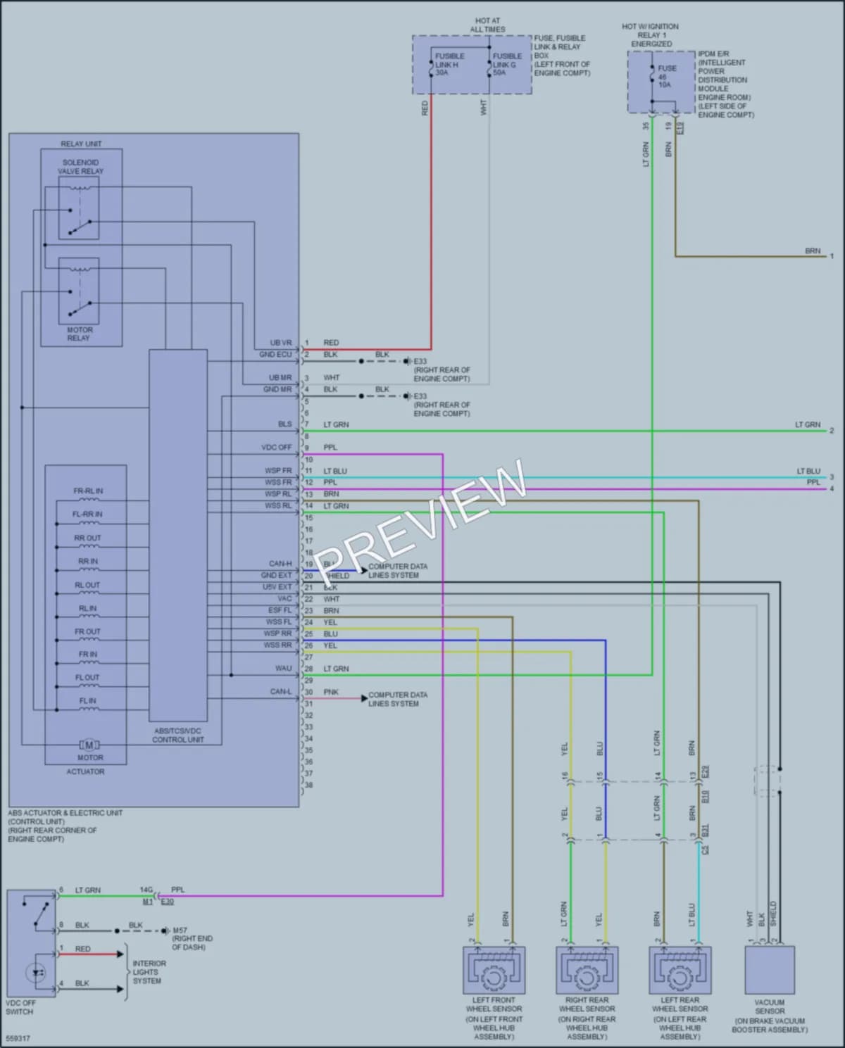 2017 Nissan Maxima Anti Lock Brakes wiring diagram preview