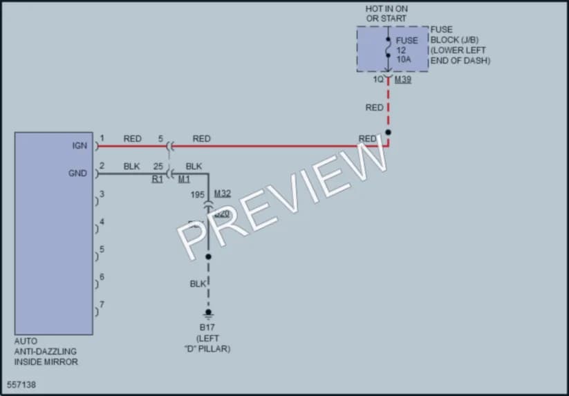 2017 Nissan NV1500 Power Mirrors wiring diagram preview