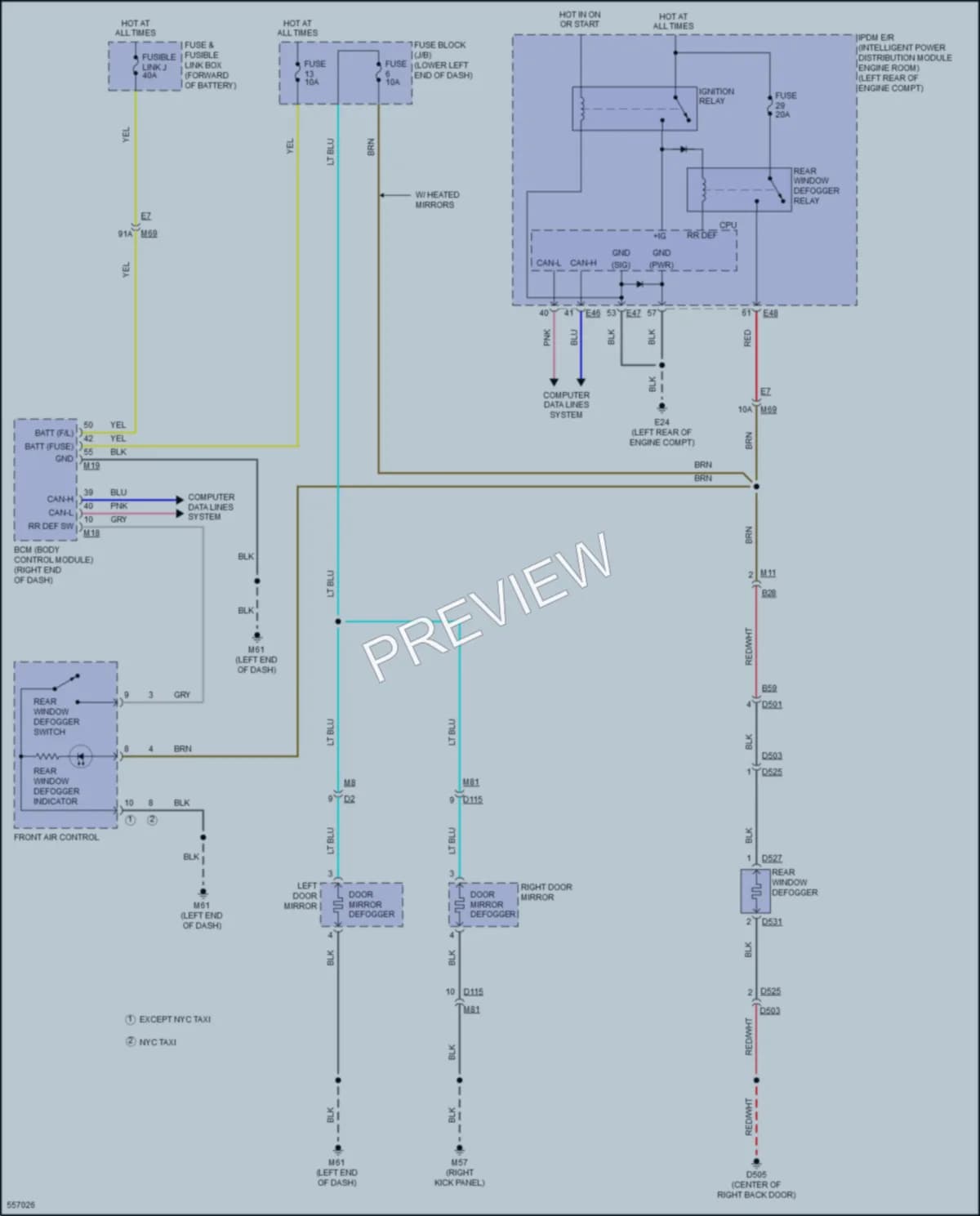 2017 Nissan NV200 Defoggers wiring diagram preview