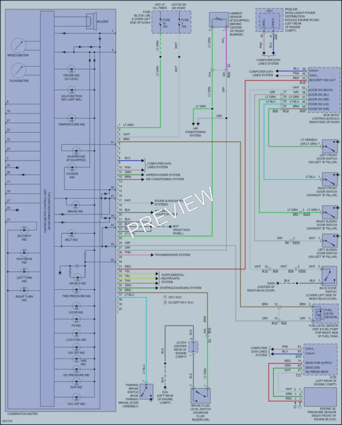 2017 Nissan NV200 Instrument Cluster wiring diagram preview