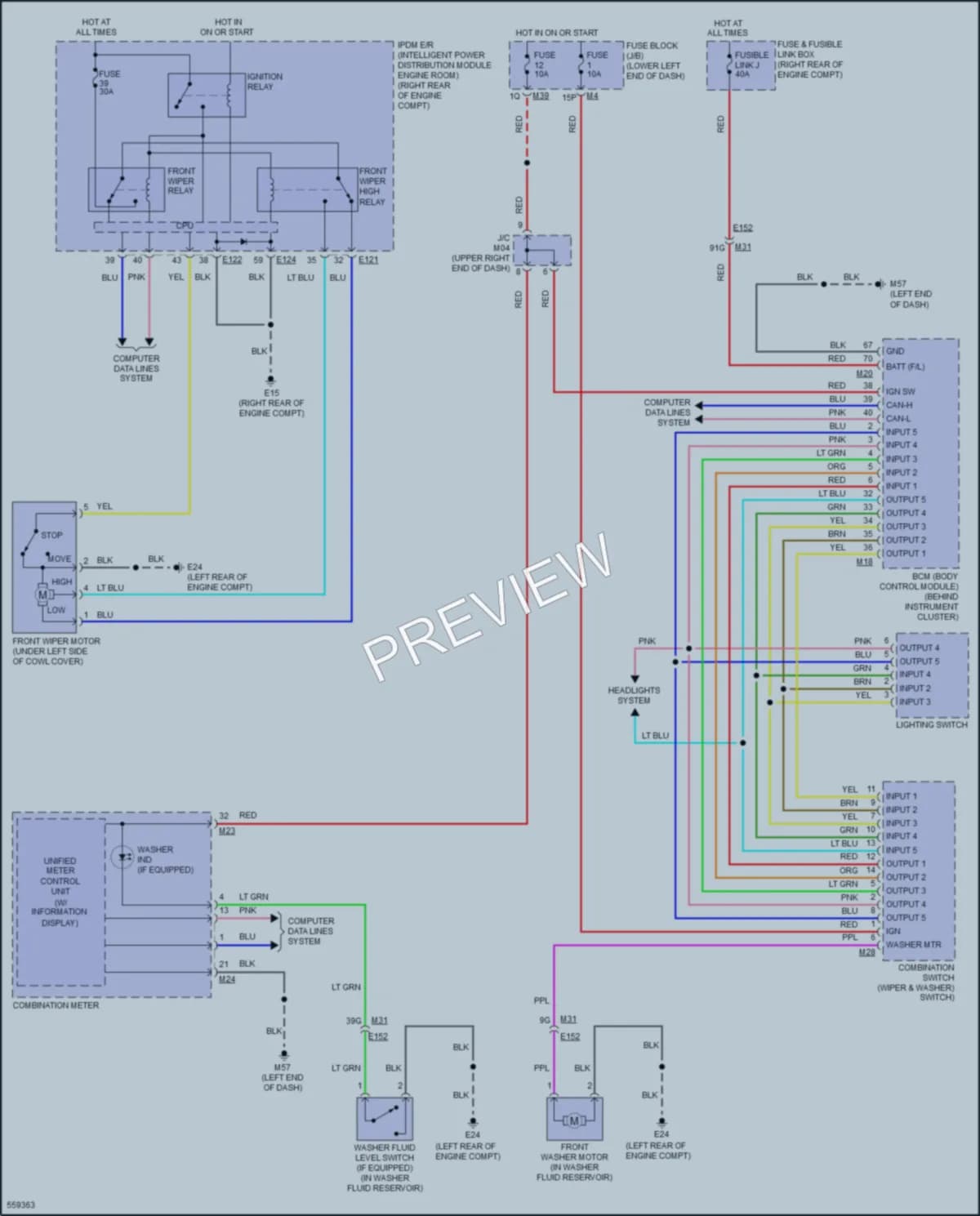 2017 Nissan NV2500HD Wiper Washer wiring diagram preview
