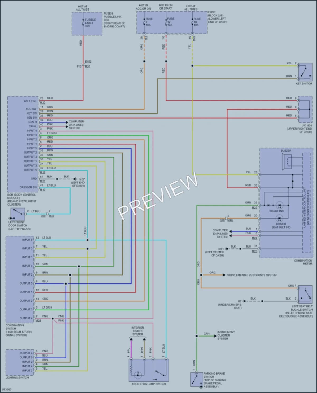2017 Nissan NV3500HD Warning Systems wiring diagram preview