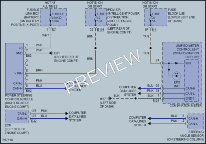 2017 Nissan Pathfinder Electronic Power Steering wiring diagram preview