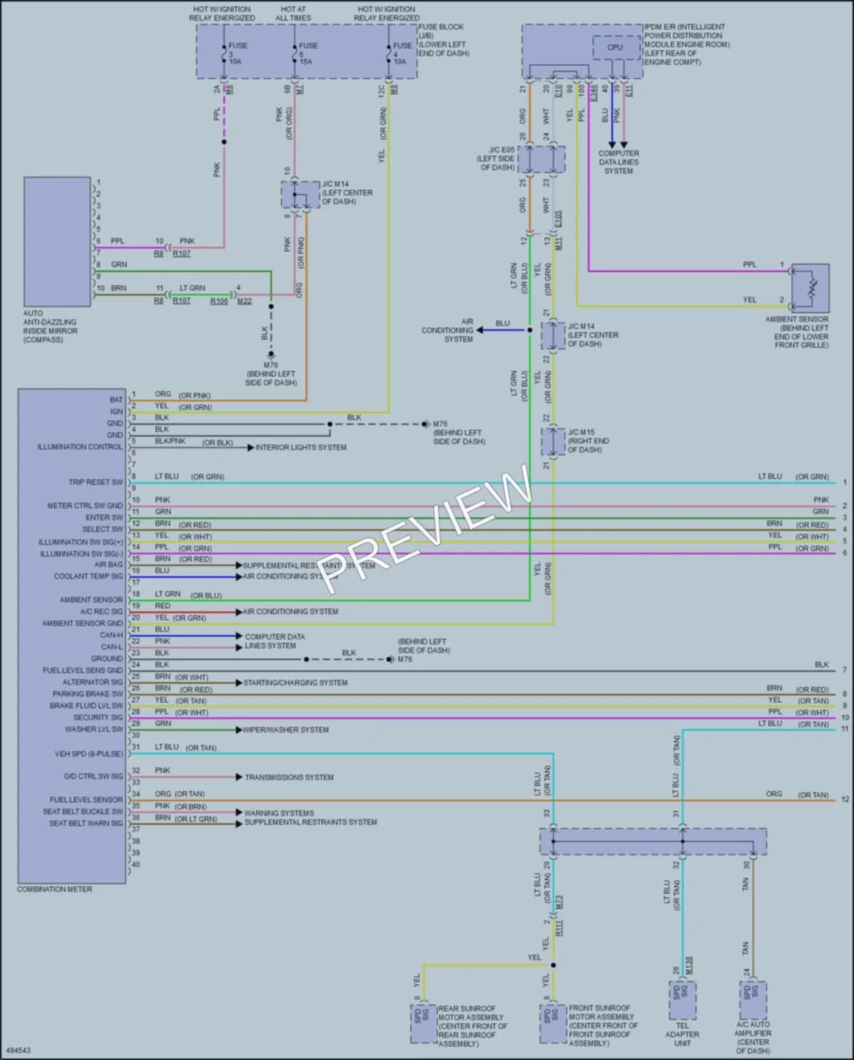 2017 Nissan Quest Instrument Cluster wiring diagram preview