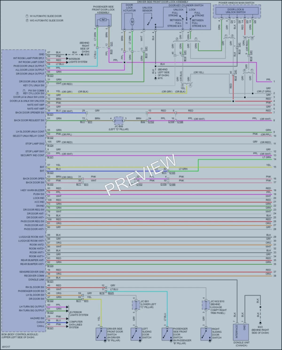 2017 Nissan Quest Power Door Locks wiring diagram preview